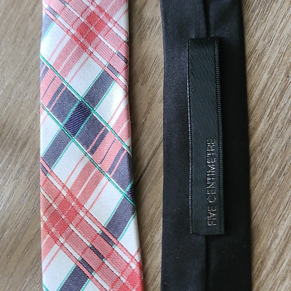 Pink & Black Plaid Silk Skinny Tie - Picture 2 of 7